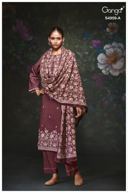 Ganga kivira 4959 unstitched dress materials wholesalers in mumbai